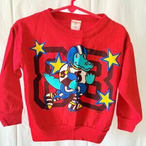 Vintage Kidzoo Football Dinosaur Puff Paint Graphic Sweatshirt Size 3T USA